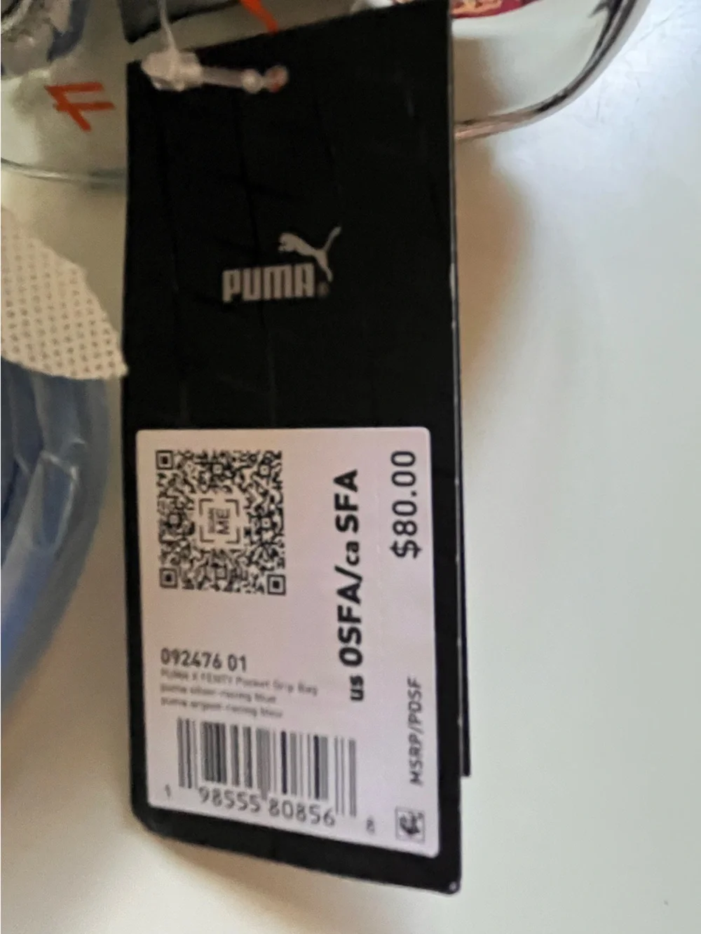 PUMA FENTY Metallic Silver Mini Bag with Blue Strap